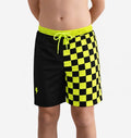 Neon Green Checkered Swim Shorts – Kids