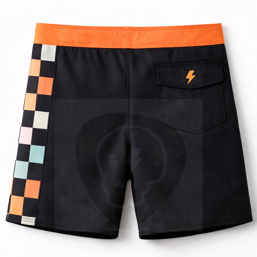 Swim Trunks - Black + Sherbet Checkered