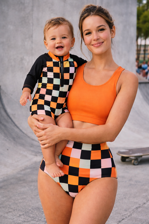 Adult Bikini in Orange + Sherbet Checkered